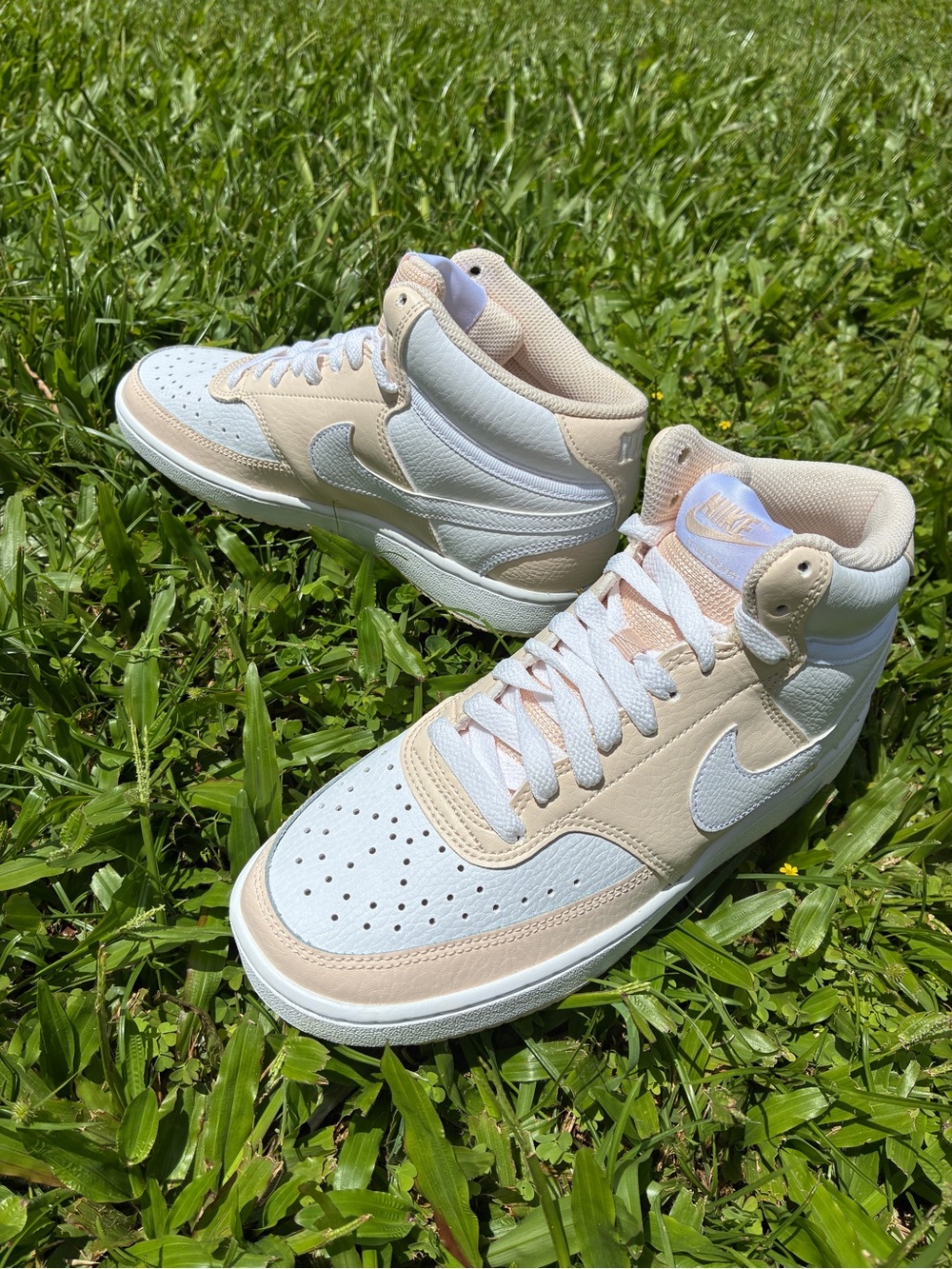 Nike Air Court Vision Sneakers in Ice(White) & Guava(Beige Cream)